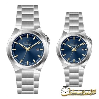 ساعت ست کلاسیک جاکلین 1399545AD نقره‌ای با صفحه آبی نیوی - ساعت ست جاکلین 1399545AD