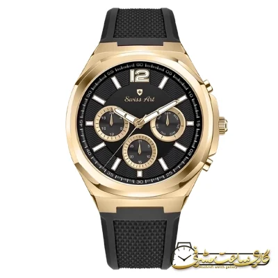 ساعت فول دیت سوئیس آرت 920136BK0301 مشکی با بدنه طلایی - ساعت سوئیس آرت 920136BK0301