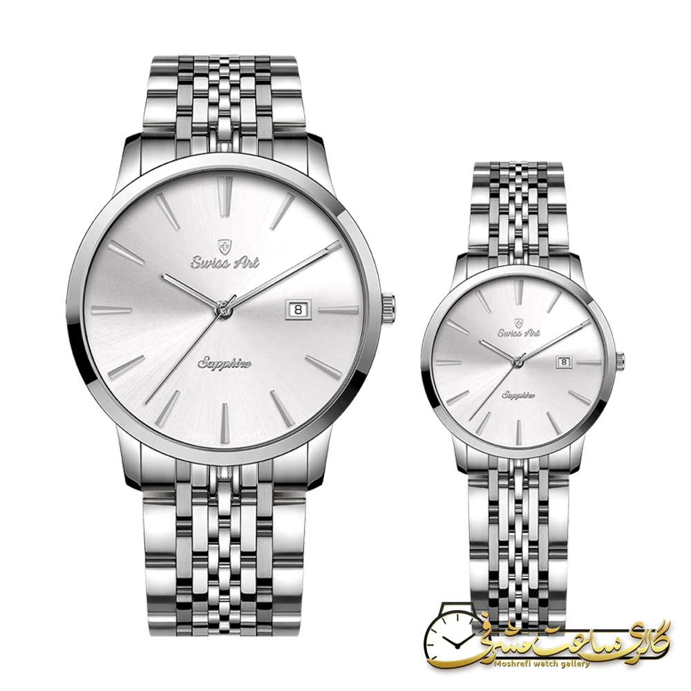ساعت ست کلاسیک سوئیس آرت 920142ST0000 استیل مات و براق با صفحه نقرهای - ساعت ست سوئیس آرت 920142ST0000